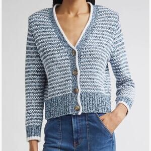 Veronica Beard Ansonia Stripe Cotton Cardigan Women's XS Blue